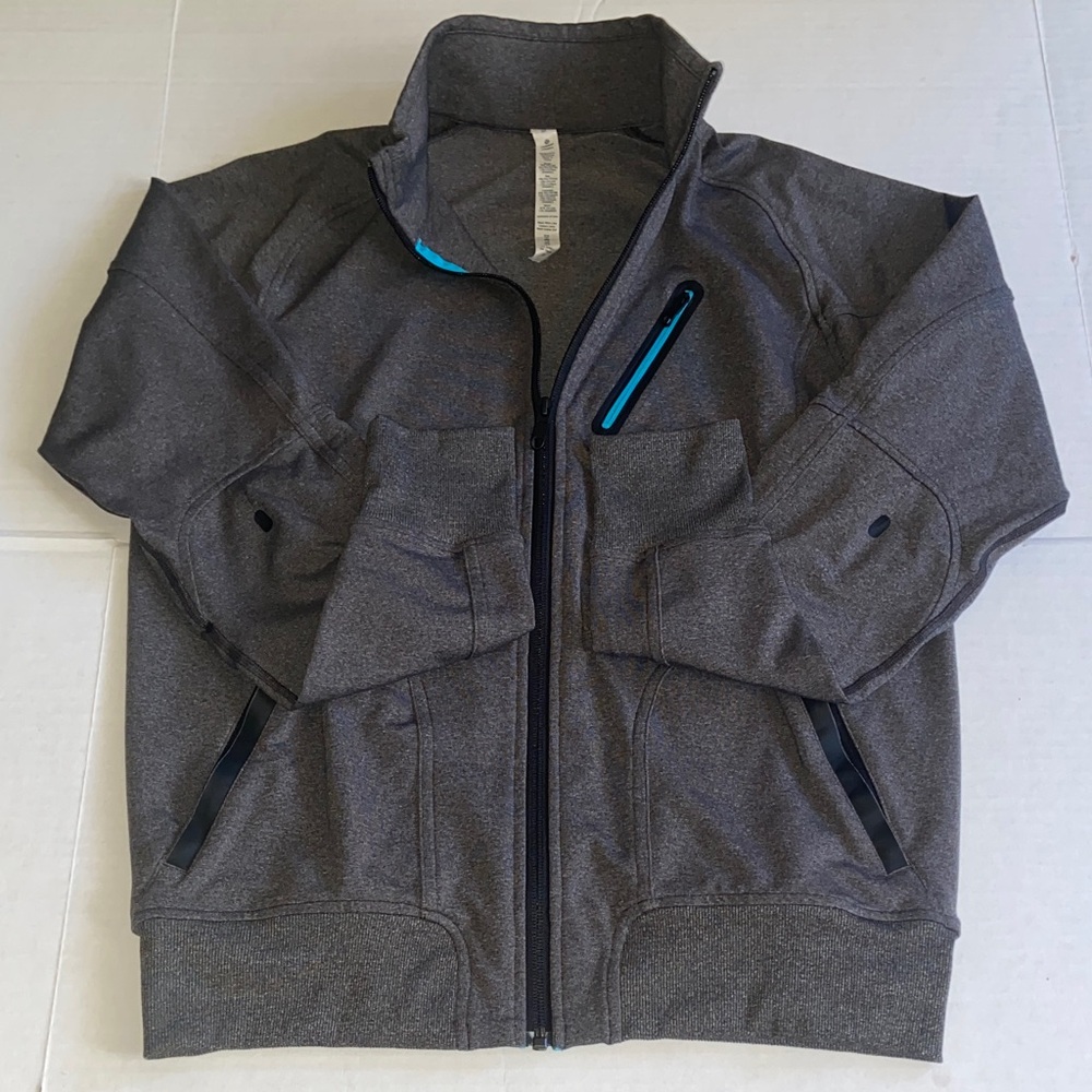 Lululemon Track Jacket Mens Gray Long Sleeve Full Zip Size M Stretch Pockets